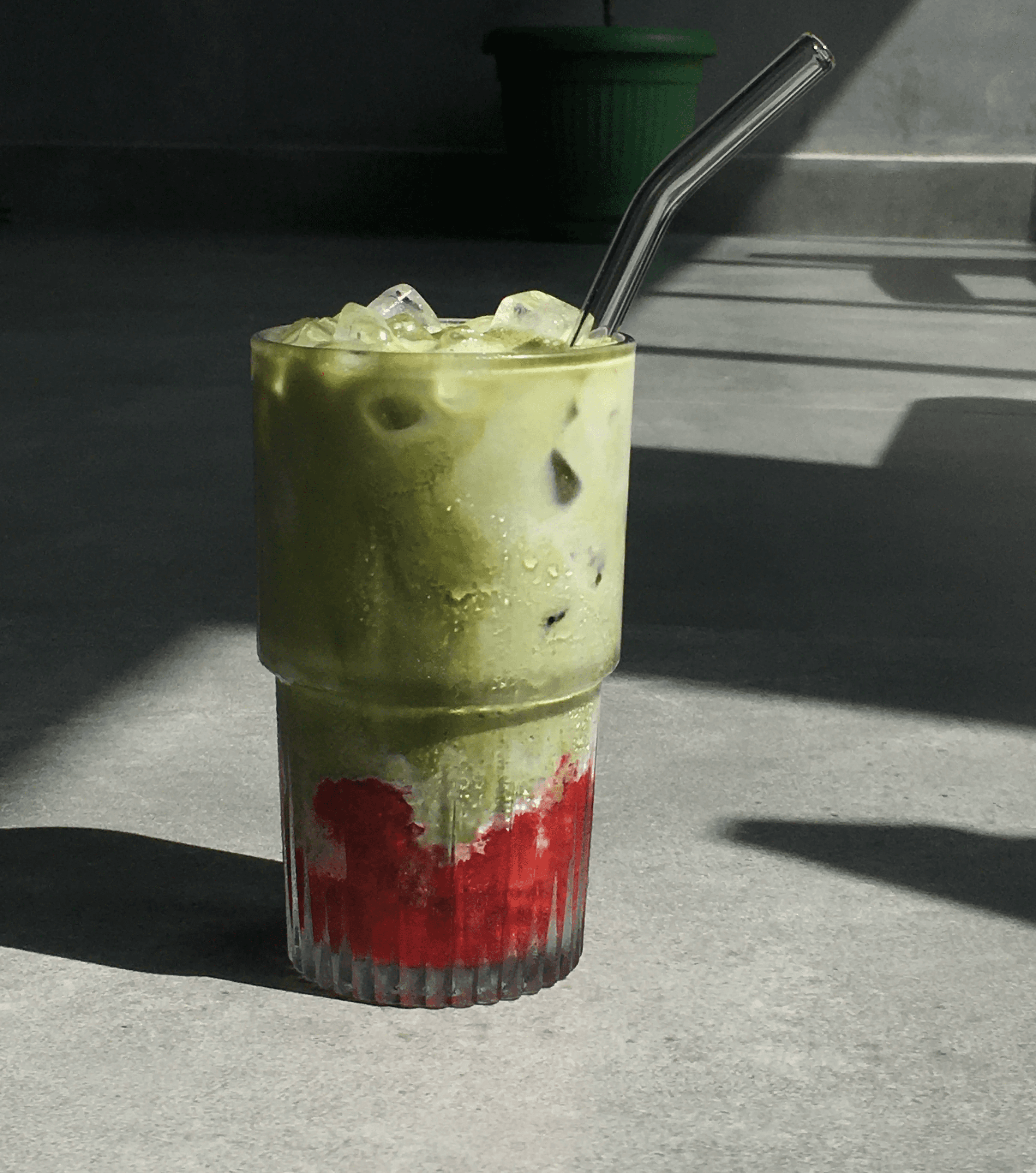 Iced Matcha Strawberry Latte dish